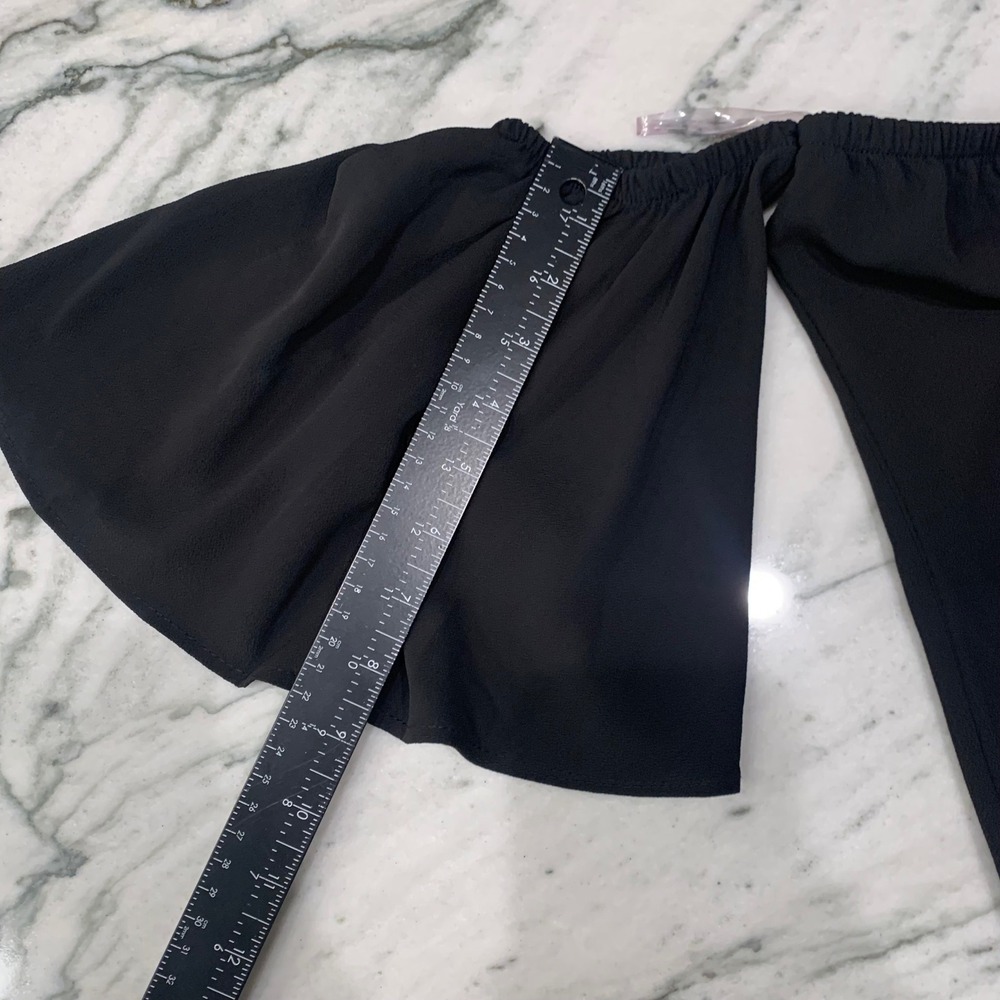 Boutique Bevelo Off Shoulder Black Top Blouse Medium Bardot Julie Billiart Tyche - Picture 11 of 13
